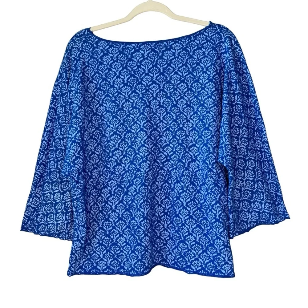 Fresh Produce blue floral‎ long sleeve top. Size XS/S